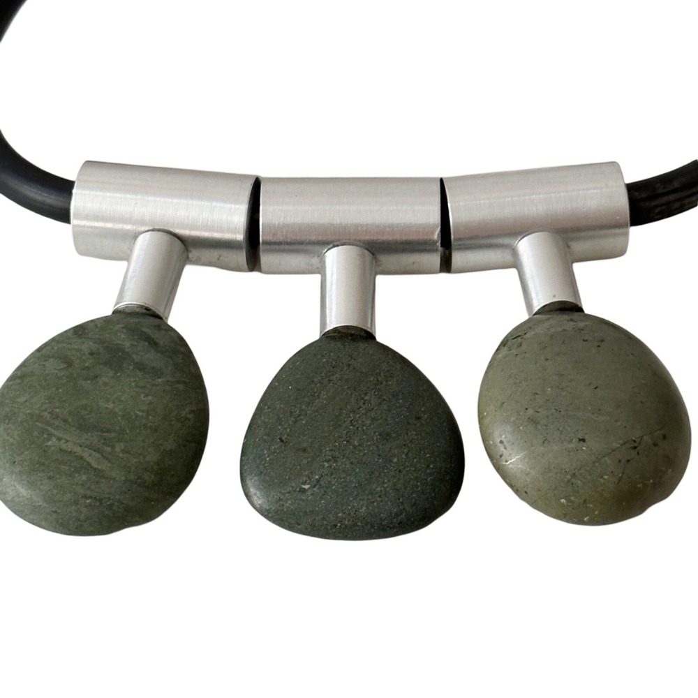Whitney Museum Boho Statement Necklace Large Trendy Carnaval Handmade Sea Stones - Picture 4 of 16
